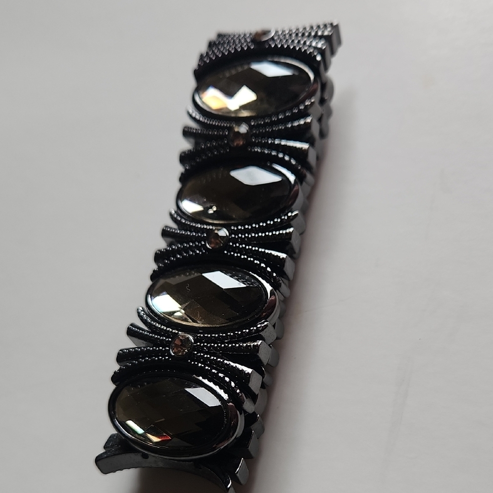 Elegant Amber and Dark Grey Bracelet